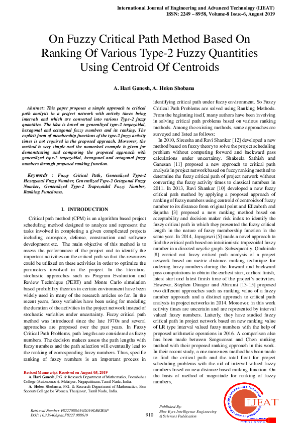 (PDF) On Fuzzy Critical Path Method Based On Ranking Of Various Type-2 ...