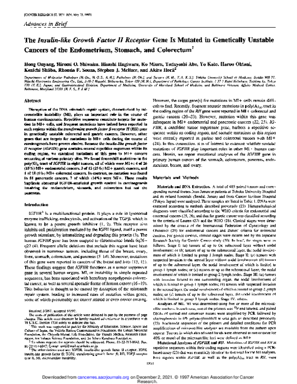 (PDF) The insulin-like growth factor II receptor gene is mutated in ...
