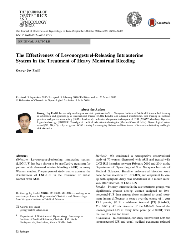 (PDF) The Effectiveness of Levonorgestrel-Releasing Intrauterine System ...