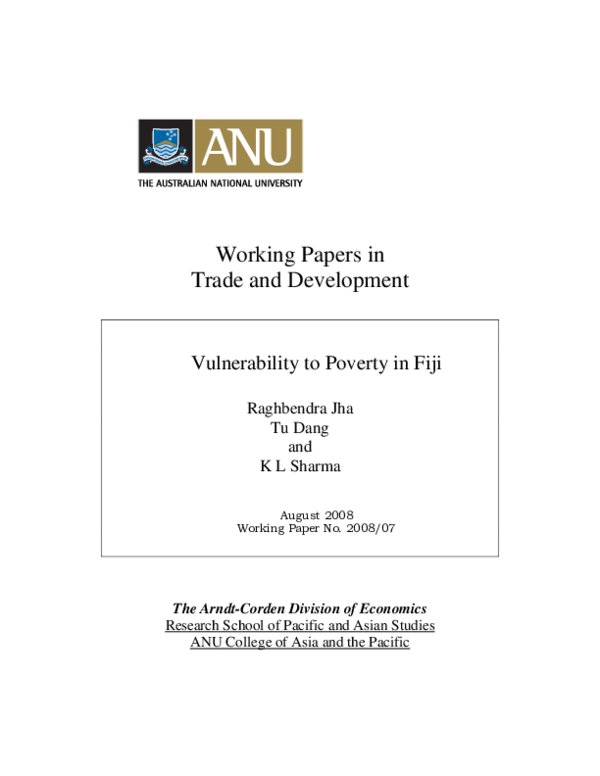 (PDF) Working Papers in Trade and Development Vulnerability to Poverty ...