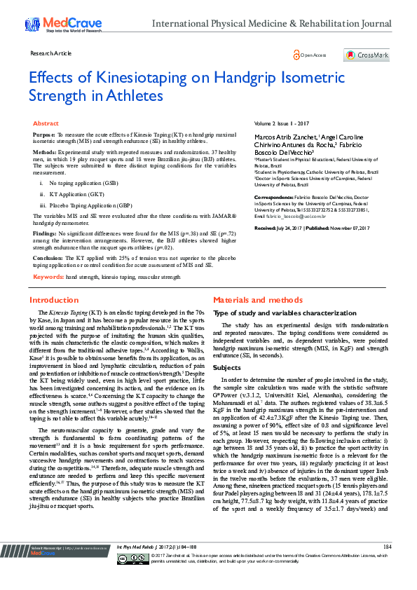 (PDF) Effects of Kinesiotaping on Handgrip Isometric Strength in Athletes