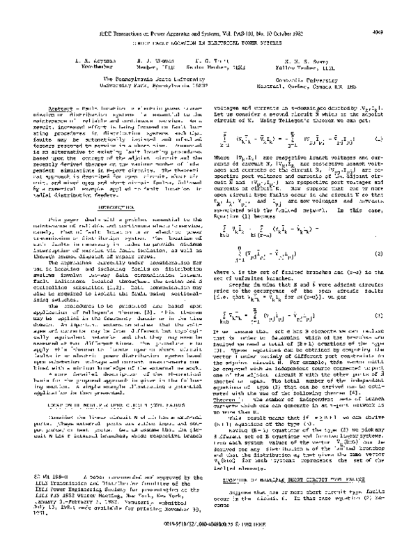 (PDF) Direct Fault Location in Electrical Power Systems