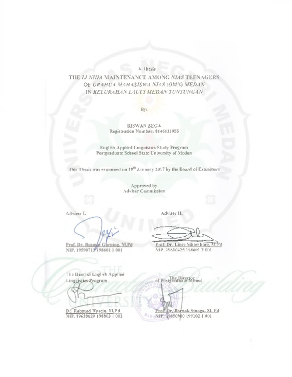 (PDF) The LI Niha Maintenance Among Nias Teenagers of Orahua Mahasiswa ...