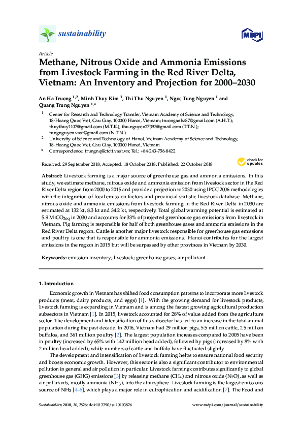 (PDF) Methane, Nitrous Oxide and Ammonia Emissions from Livestock ...