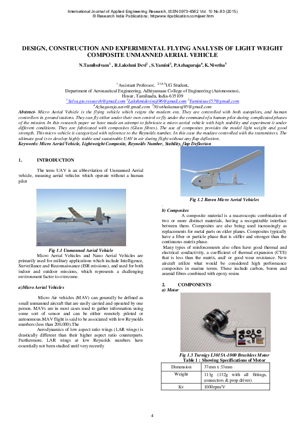 PDF) DESIGN, CONSTRUCTION AND EXPERIMENTAL FLYING ANALYSIS