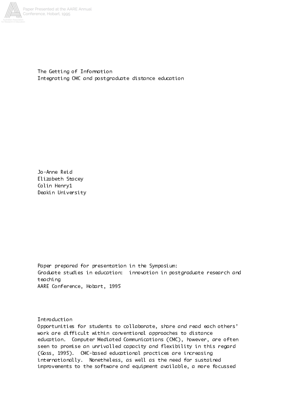 (PDF) The Getting of Information Integrating CMC and postgraduate ...