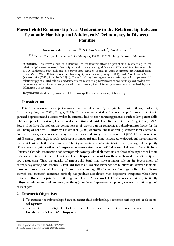(PDF) Parent-child relationship as a moderator in the relationship ...