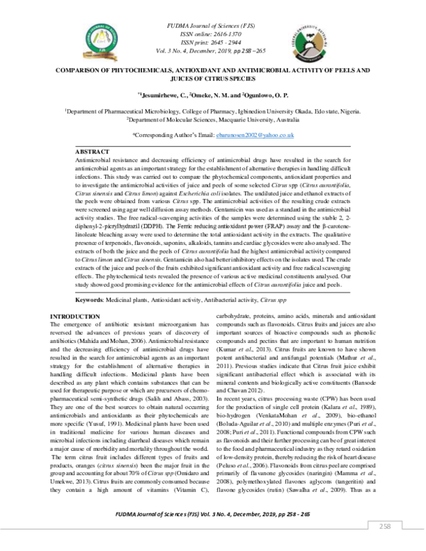 (PDF) Comparison of Phytochemicals, Antioxidant and Antimicrobial ...