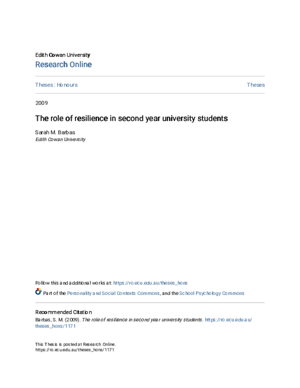(PDF) The role of resilience in second year university students