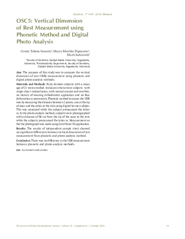 (PDF) OSC5: Vertical Dimension of Rest Measurement using Phonetic ...