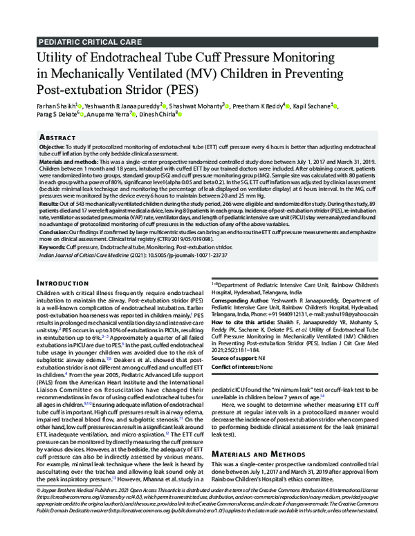 (PDF) Utility of Endotracheal Tube Cuff Pressure Monitoring in ...