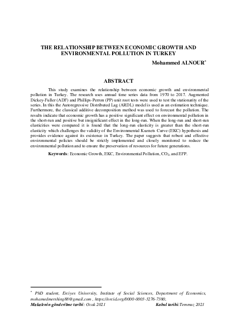 (PDF) The Relationship Between Economic Growth and Environmental ...