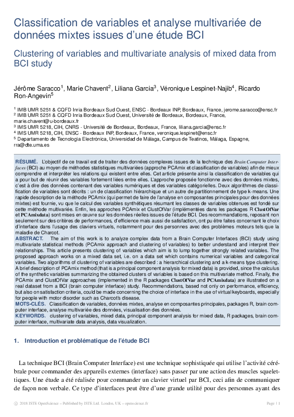 (PDF) Classification de variables et analyse multivariée de données ...