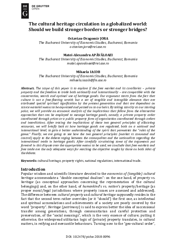 (PDF) The cultural heritage circulation in a globalized world: Should ...