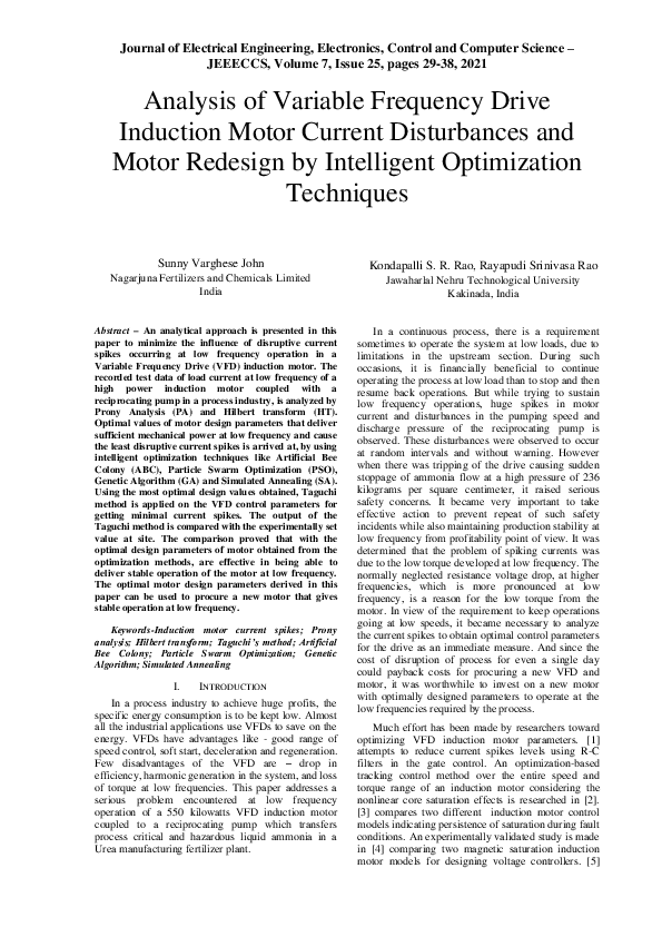 (PDF) Analysis of Variable Frequency Drive Induction Motor Current ...