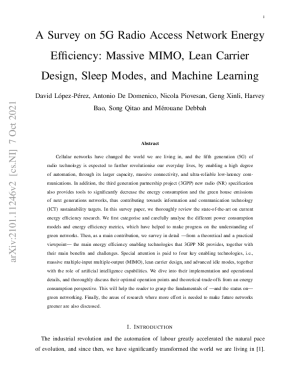 (PDF) A Survey on 5G Radio Access Network Energy Efficiency: Massive ...