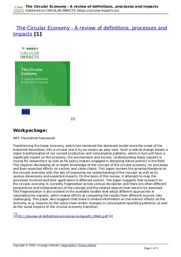 (PDF) The Circular Economy: A review of definitions, processes and ...