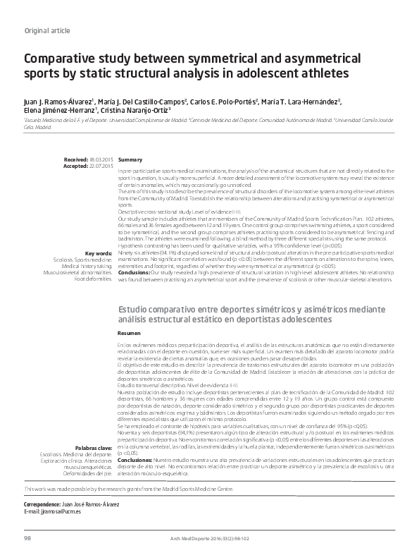 (PDF) Comparative study between symmetrical and asymmetrical sports by ...