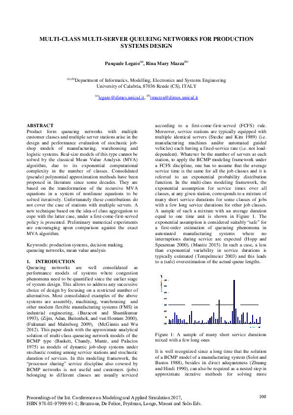 (PDF) Multi-class multi-server queueing networks for production systems ...