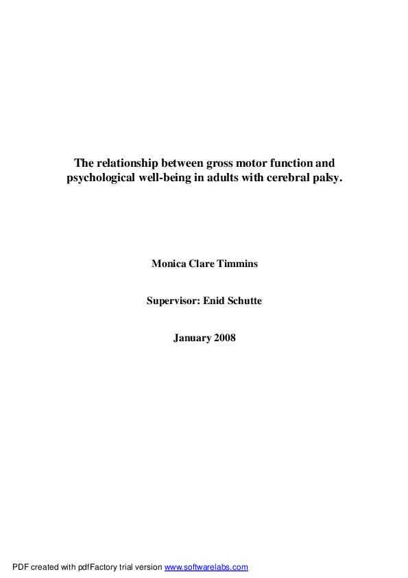 (PDF) The relationship between gross motor function and psychological ...