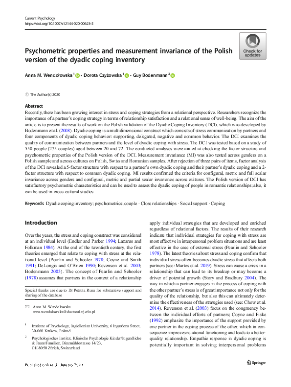 (PDF) Psychometric properties and measurement invariance of the Polish ...