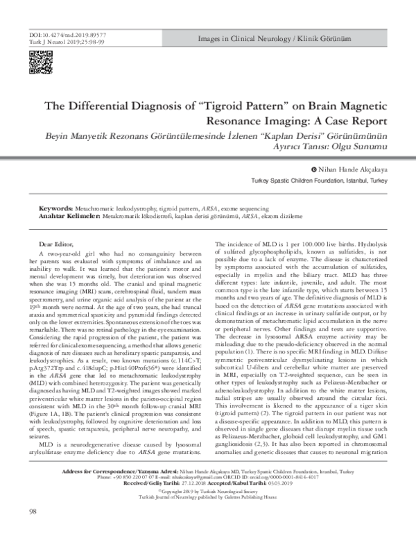 (PDF) The Differential Diagnosis of “Tigroid Pattern” on Brain Magnetic ...