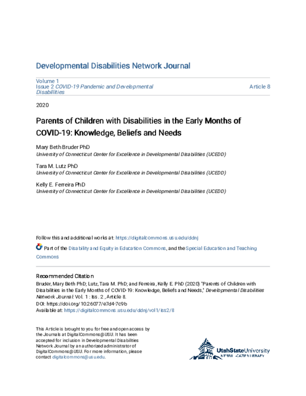 (PDF) Parents of Children with Disabilities in the Early Months of ...