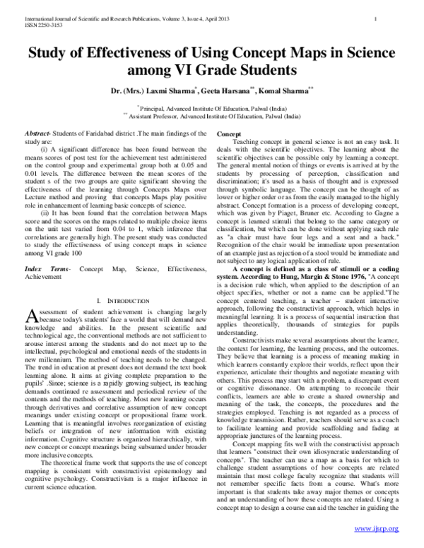 (PDF) Study of Effectiveness of Using Concept Maps in Science among VI ...