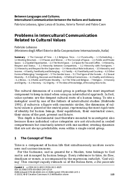(PDF) 1 Problems in Intercultural Communication Related to Cultural Values