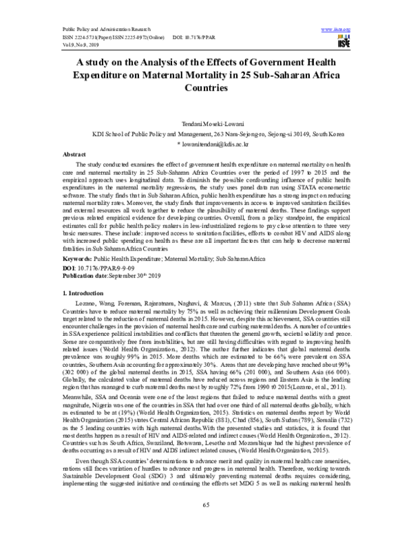 (PDF) A study on the Analysis of the Effects of Government Health ...