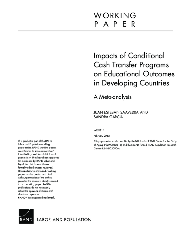 (PDF) Impacts of conditional cash transfer programs in education