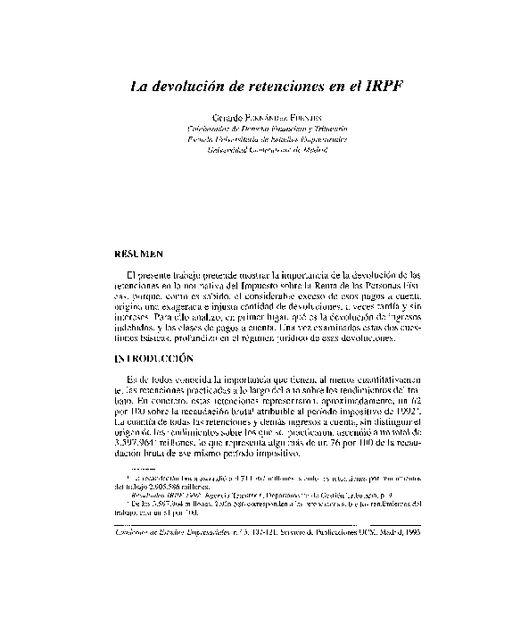 (PDF) La devolución de las retenciones en el IRPF