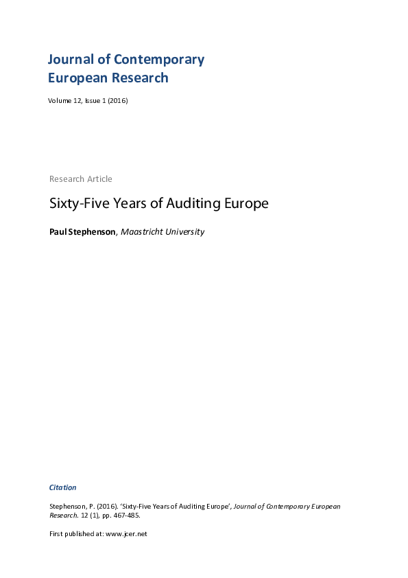 (PDF) SixtyFive Years of Auditing Europe Paul Stephenson Academia.edu