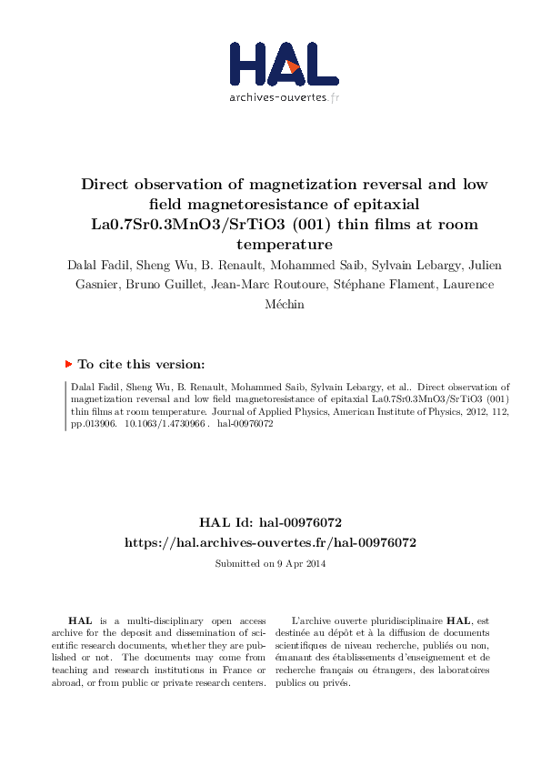 (PDF) Direct observation of magnetization reversal process in NiFe/Al-O ...