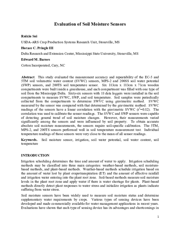 (PDF) Evaluation of Soil Moisture Sensors