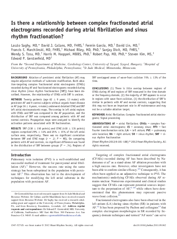 (PDF) Is there a relationship between complex fractionated atrial ...