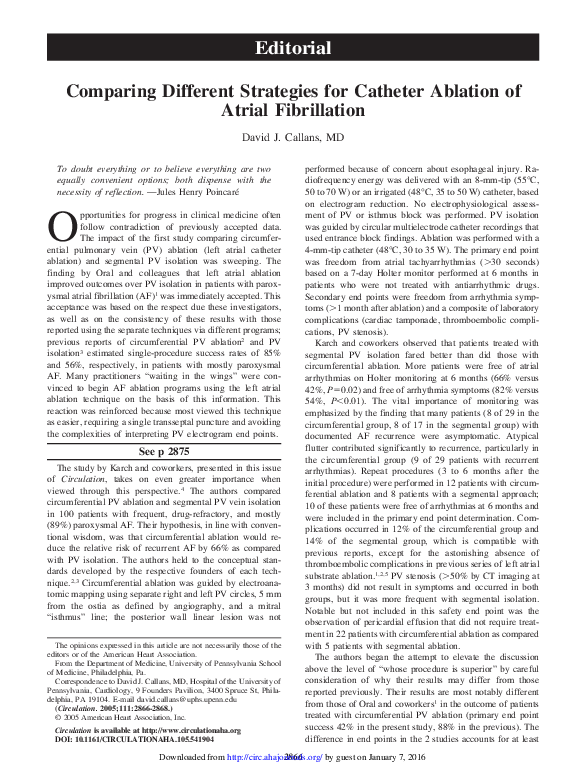 (PDF) Comparing Different Strategies for Catheter Ablation of