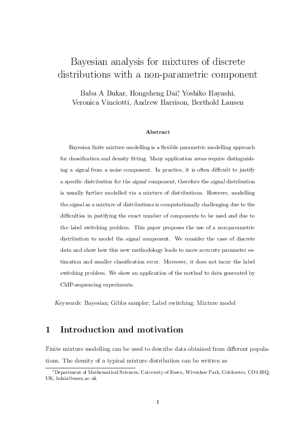 (PDF) Bayesian analysis for mixtures of discrete distributions with a ...