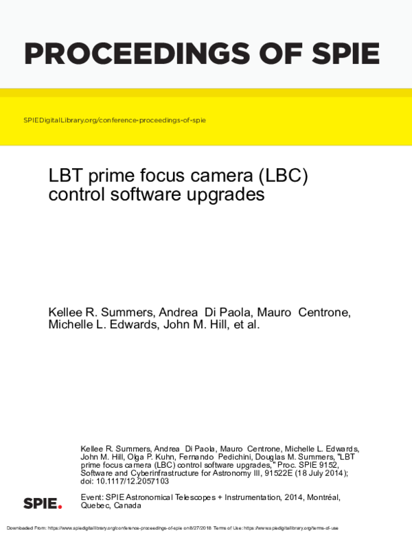 (PDF) LBT prime focus camera (LBC) control software upgrades