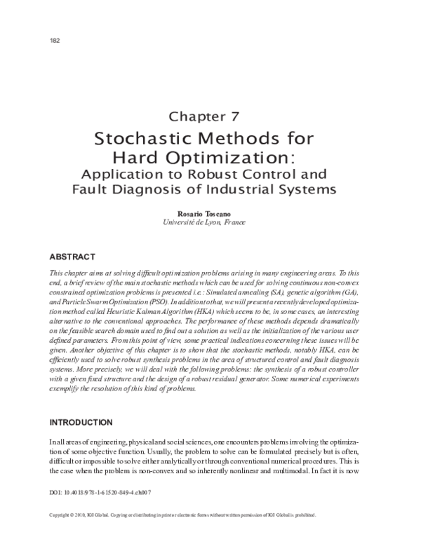 (PDF) Stochastic Methods for Hard Optimization
