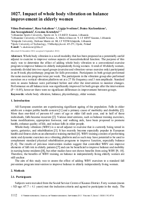 (PDF) Impact of whole body vibration on balance improvement in elderly ...