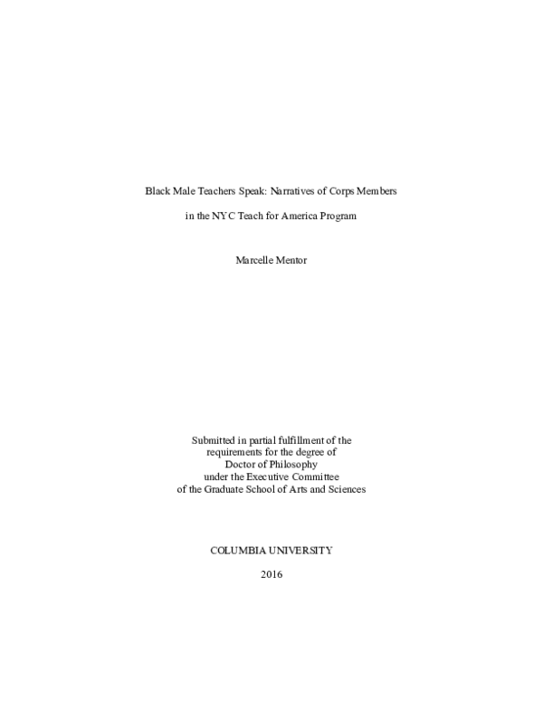 (PDF) Black Male Teachers Speak: Narratives of Corps Members in the NYC ...