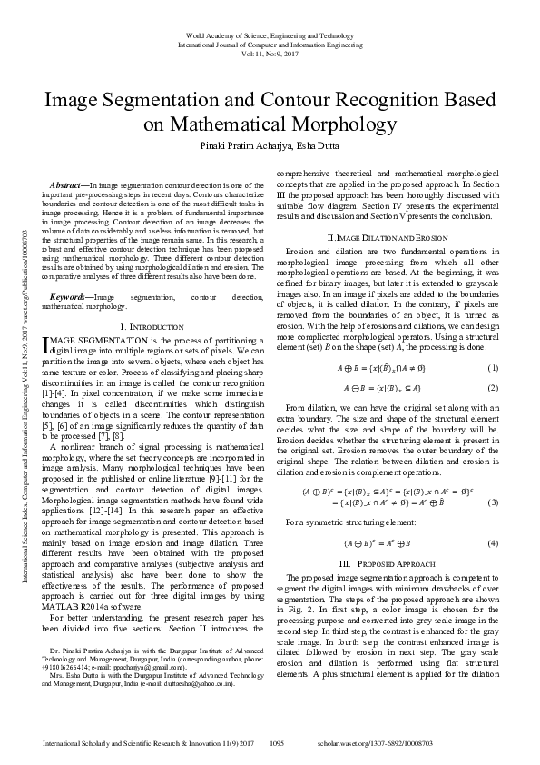 (PDF) Image Segmentation and Contour Recognition Based on Mathematical ...