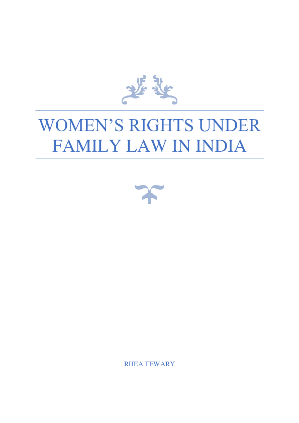 (PDF) Women's Rights Under Family Law in India Rhea Tewary Academia.edu