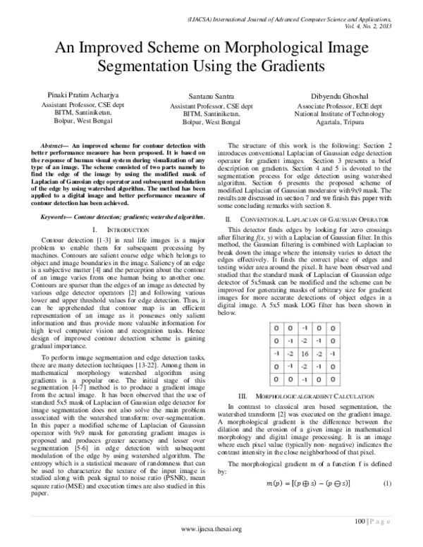 (PDF) An Improved Scheme on Morphological Image Segmentation Using the ...
