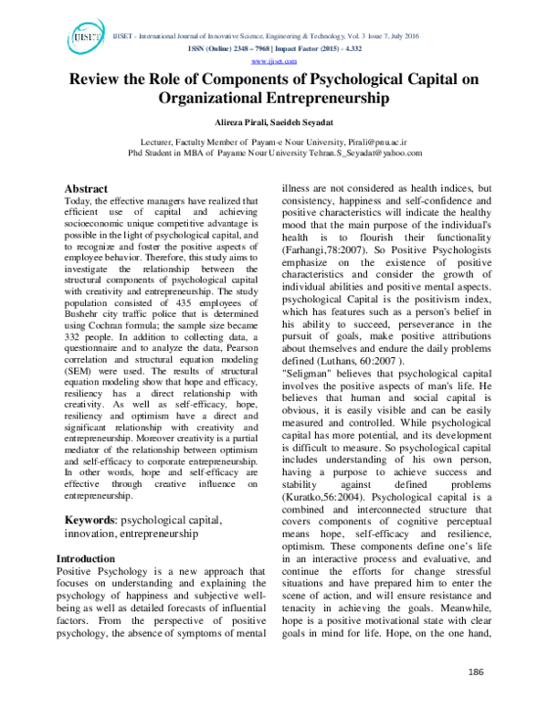 (PDF) Review the Role of Components of Psychological Capital on ...