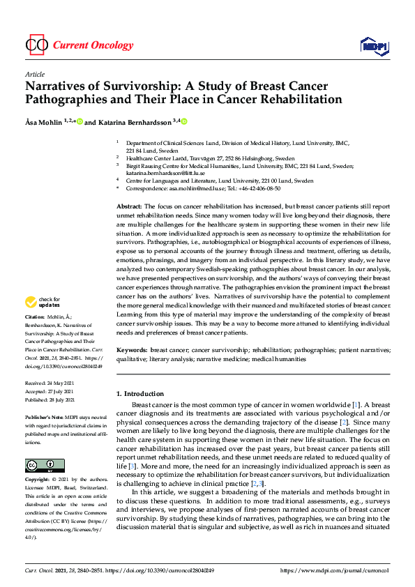 (PDF) Narratives of Survivorship: A Study of Breast Cancer ...