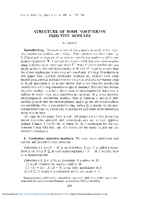 (PDF) Structure of some Noetherian injective modules
