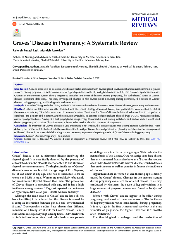 (PDF) Graves’ Disease in Pregnancy A Systematic Review marzieh