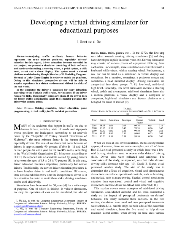(PDF) Developing a virtual driving simulator for educational purposes